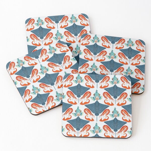 Item preview, Ocean Life Coastal Pattern Collection | Seahorses, Stingrays, Tropical Fish & Shrimp | Nautical Marine Surface Pattern Designs designed and sold by VirtuallyCreativ .