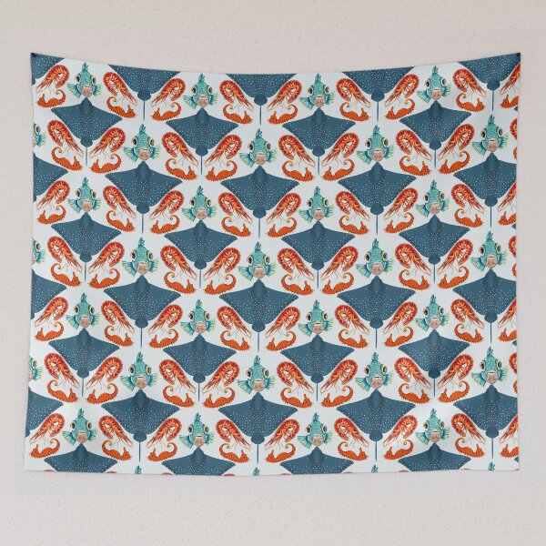 Item preview, Ocean Life Coastal Pattern Collection | Seahorses, Stingrays, Tropical Fish & Shrimp | Nautical Marine Surface Pattern Designs designed and sold by VirtuallyCreativ .