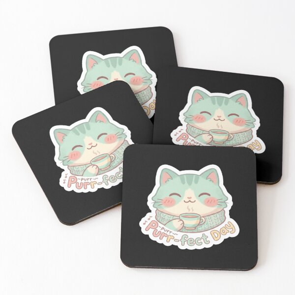 Item preview, Gift Cute Cat Tea Lover Design, Kawaii Green Cat With Scarf Holding Hot Tea Cup, Purr-fect Day Quote, Cozy Cartoon Animal Artwork designed and sold by AbanoubStore.