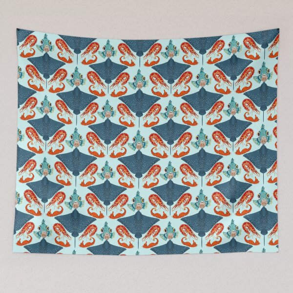 Item preview, Ocean Life Coastal Pattern Collection | Seahorses, Stingrays, Tropical Fish & Shrimp | Nautical Marine Surface Pattern Designs designed and sold by VirtuallyCreativ .