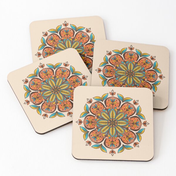 Item preview, Retro Mandala Sunburst Jungian Artwork 1970s Mid Century Colours designed and sold by The Groove Garden.