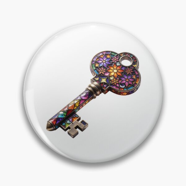 Item preview, Stained Glass Key Sticker | Fantasy Skeleton Key Art designed and sold by AillustriaAK.