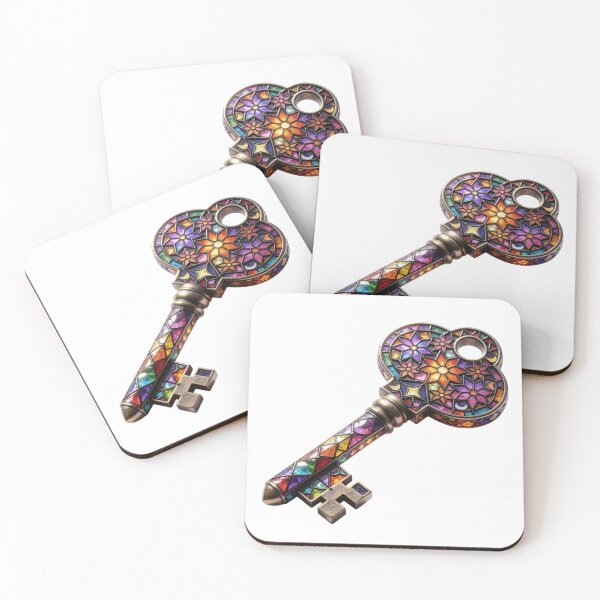 Item preview, Stained Glass Key Sticker | Fantasy Skeleton Key Art designed and sold by AillustriaAK.