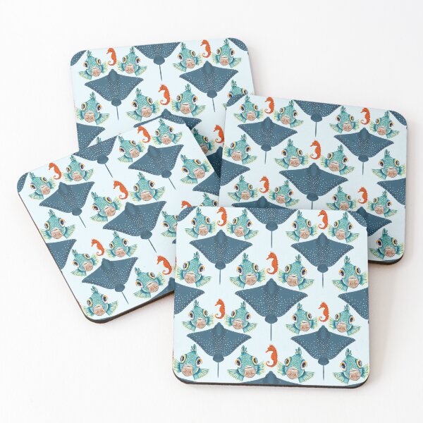 Item preview, Ocean Life Coastal Pattern Collection | Seahorses, Stingrays, Tropical Fish & Shrimp | Nautical Marine Surface Pattern Designs designed and sold by VirtuallyCreativ .
