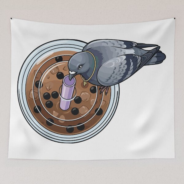 Item preview, Urban Street Pigeon Drinking Boba Tea designed and sold by ArcApparel2020.