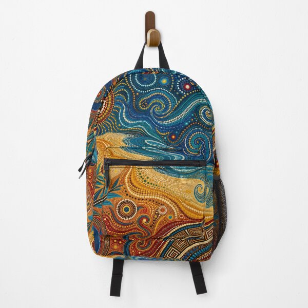 Item preview, Aboriginal Inspired Dot Art - Sun and Tasmanian Sea Waves Pattern designed and sold by GrinGalore.