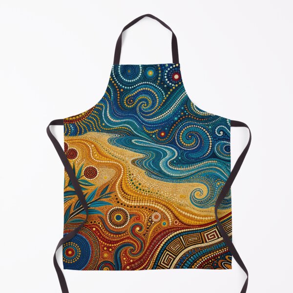 Item preview, Aboriginal Inspired Dot Art - Sun and Tasmanian Sea Waves Pattern designed and sold by GrinGalore.