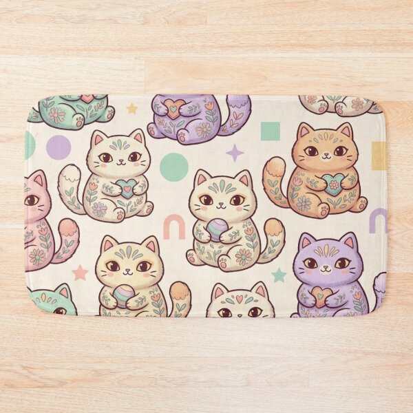 Item preview, Cute Kawaii Pastel Cats Pattern designed and sold by Iampoji.