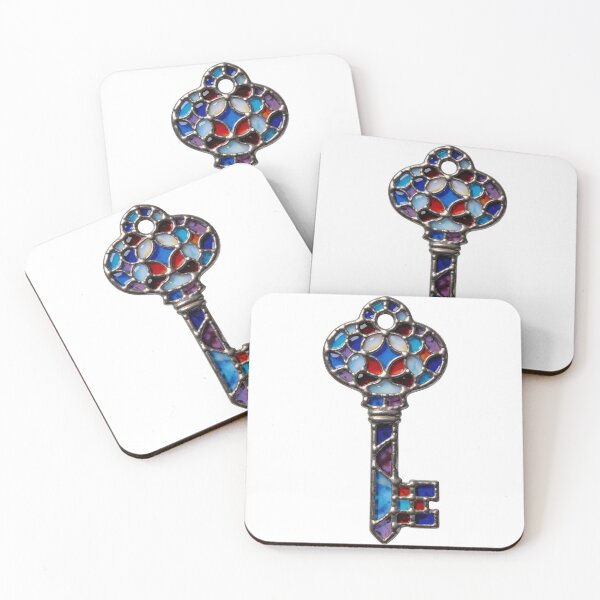 Item preview, Stained Glass Key Sticker | Fantasy Skeleton Key Art designed and sold by AillustriaAK.