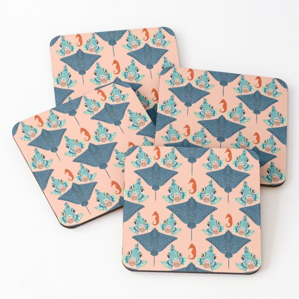 Item preview, Ocean Life Coastal Pattern Collection | Seahorses, Stingrays, Tropical Fish & Shrimp | Nautical Marine Surface Pattern Designs designed and sold by VirtuallyCreativ .