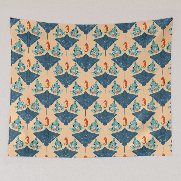 Item preview, Ocean Life Coastal Pattern Collection | Seahorses, Stingrays, Tropical Fish & Shrimp | Nautical Marine Surface Pattern Designs designed and sold by VirtuallyCreativ .