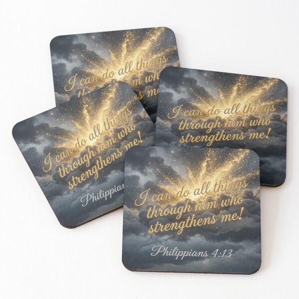 Item preview, Philippians 4:13 I Can Do All Things Gold Text Storm designed and sold by Pioneer Spirit Market.