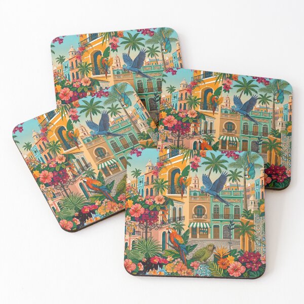 Item preview, Vintage Havana Cuba Street Tropical Parrots  Art designed and sold by K Design Store.