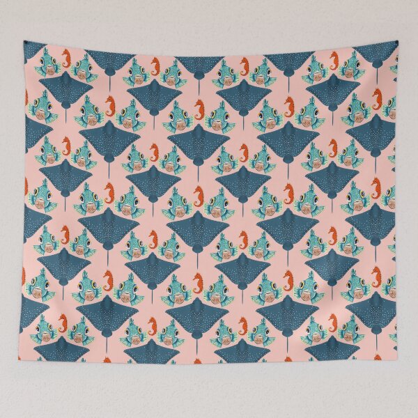Item preview, Ocean Life Coastal Pattern Collection | Seahorses, Stingrays, Tropical Fish & Shrimp | Nautical Marine Surface Pattern Designs designed and sold by VirtuallyCreativ .
