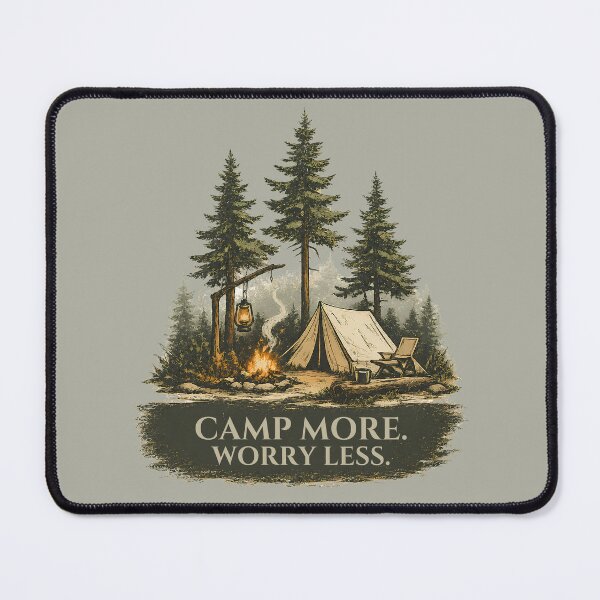 Item preview, Camp More Worry Less Camping Shirt | Vintage Camping Illustration designed and sold by Bound for Wonder.