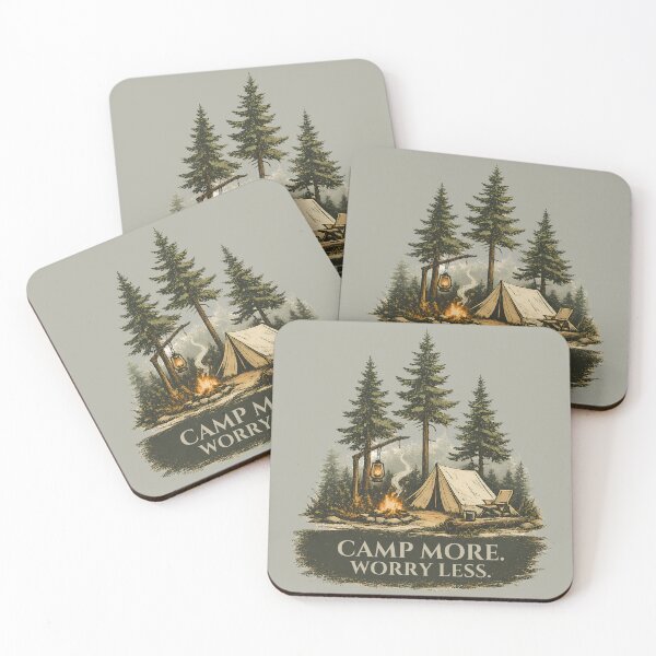 Item preview, Camp More Worry Less Camping Shirt | Vintage Camping Illustration designed and sold by Bound for Wonder.