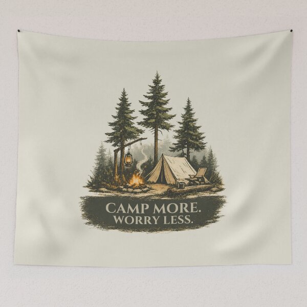Item preview, Camp More Worry Less Camping Shirt | Vintage Camping Illustration designed and sold by Bound for Wonder.