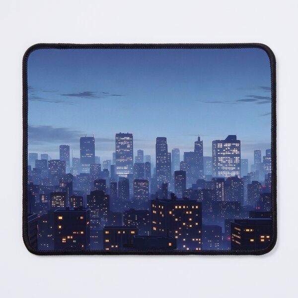 Item preview, Cyberpunk City Skyline at Dusk | Anime Neon Cityscape Wide Print designed and sold by theloomvale.