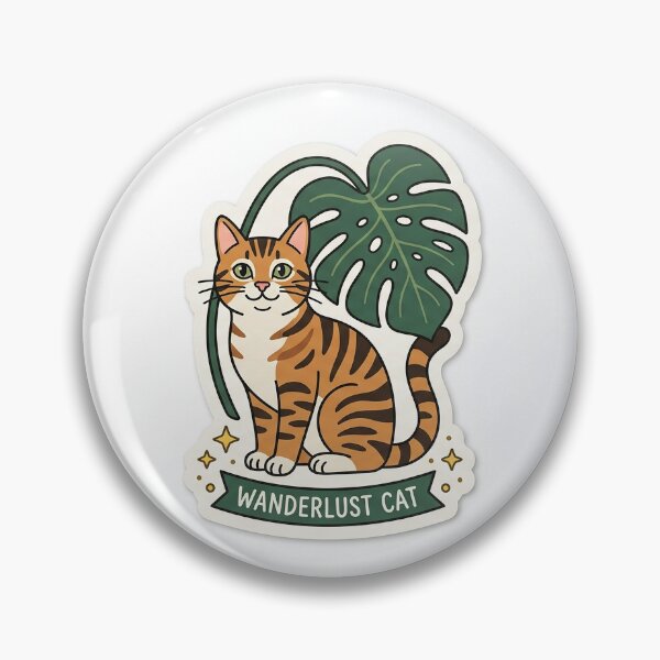 Item preview, Wanderlust Cat Sticker – Tropical Monstera Adventure Cat Illustration designed and sold by veerubusiness.