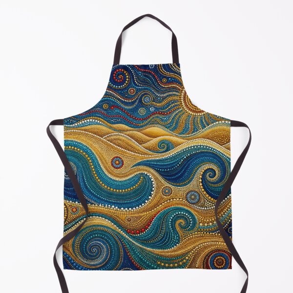 Item preview, Aboriginal Inspired Dot Art - Dreamy Sunny Sea Waves Pattern designed and sold by GrinGalore.
