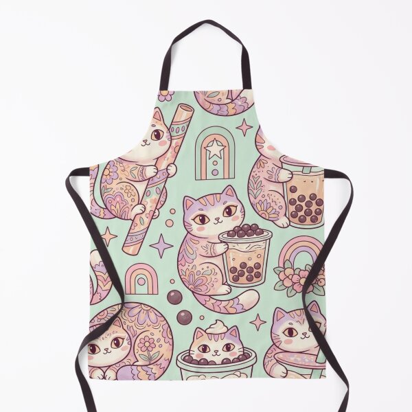 Item preview, Cute Kawaii Cats with Boba Tea Pattern designed and sold by Iampoji.