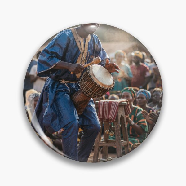 Item preview, Traditional African Drummer in Vibrant Blue designed and sold by SavannaCanvas.
