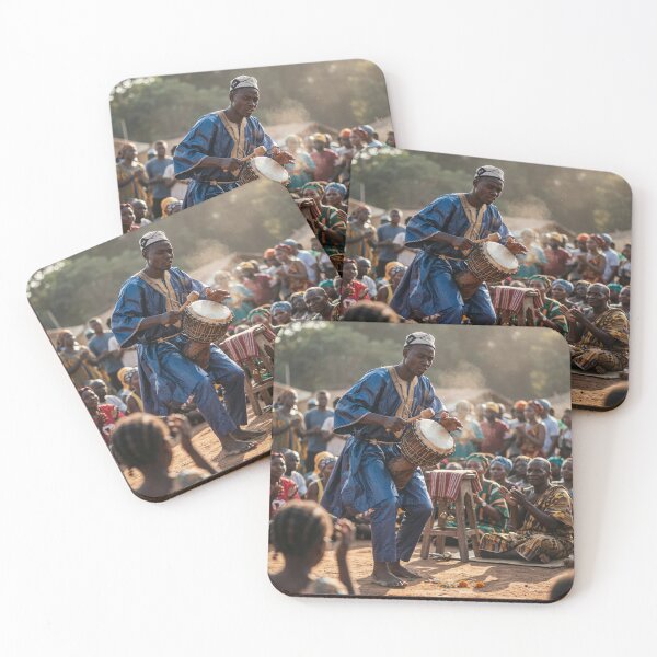 Item preview, Traditional African Drummer in Vibrant Blue designed and sold by SavannaCanvas.