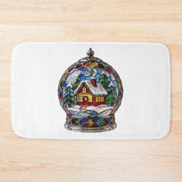 Item preview, Stained Glass Snow Globe Sticker | Winter Cottage Art designed and sold by AillustriaAK.