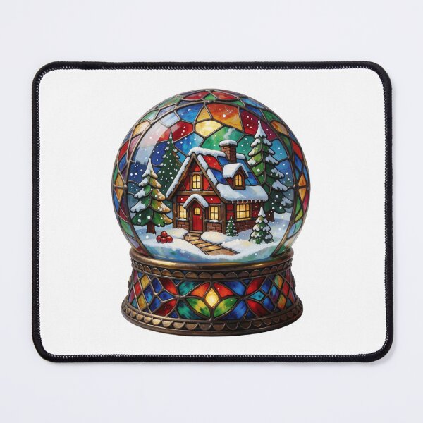 Item preview, Stained Glass Snow Globe Sticker | Winter Cottage Art designed and sold by AillustriaAK.