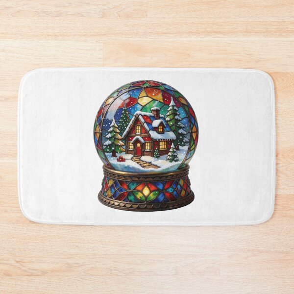 Item preview, Stained Glass Snow Globe Sticker | Winter Cottage Art designed and sold by AillustriaAK.