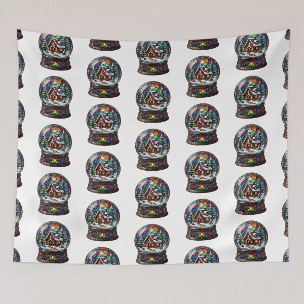 Item preview, Stained Glass Snow Globe Sticker | Winter Cottage Art designed and sold by AillustriaAK.