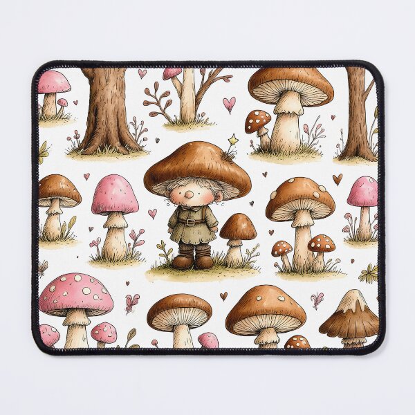 Item preview, Cute Mushroom Apron Cottagecore Kitchen Pattern designed and sold by PeacefulD-signs.