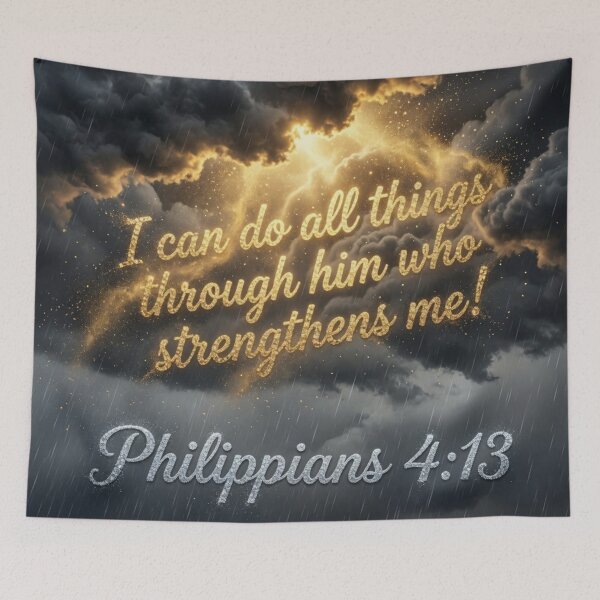 Aperçu de l'œuvre Philippians 4:13 I Can Do All Things Stormy Sky créée et vendue par Pioneer Spirit Market.