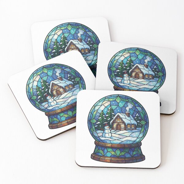 Item preview, Stained Glass Snow Globe Sticker | Winter Cottage Art designed and sold by AillustriaAK.