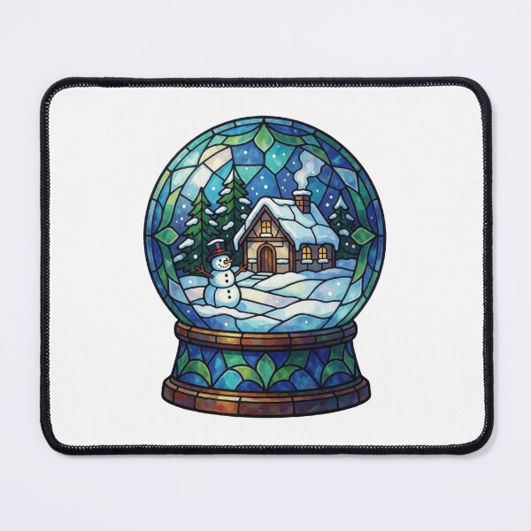Item preview, Stained Glass Snow Globe Sticker | Winter Cottage Art designed and sold by AillustriaAK.