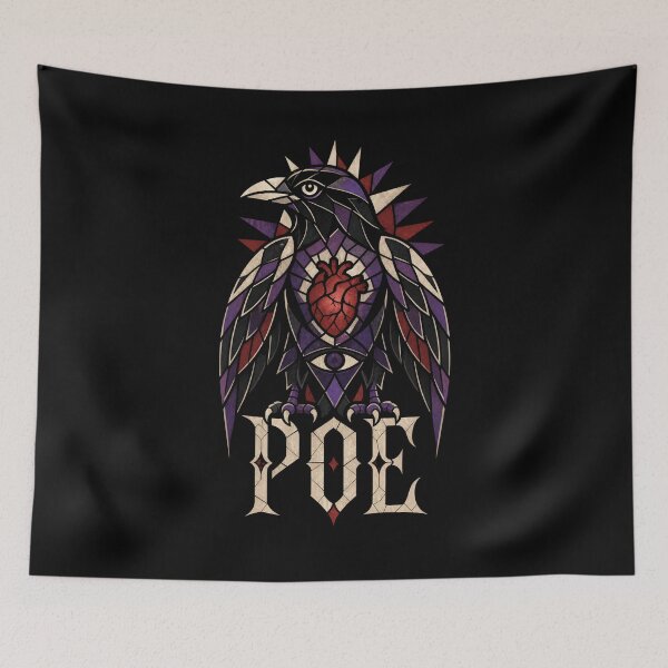Item preview, Poe Stained Glass Raven Anatomical Heart Design designed and sold by Fenay Designs.