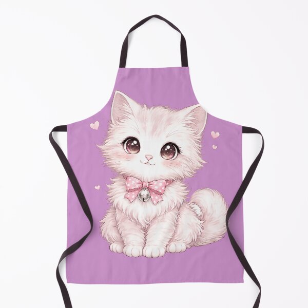 Item preview, Cute Kawaii Fluffy White Kitten with Pink Bow designed and sold by digitalbob60.