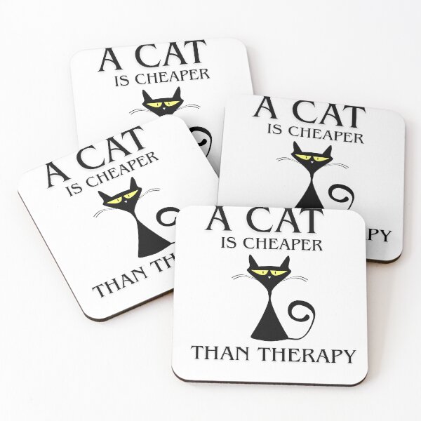 Item preview, A cat is cheaper than terapy - black designed and sold by Tshirtmania4you.