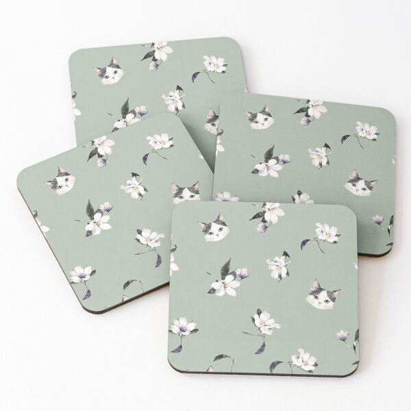 Item preview, Mint Blossom Cat Garden A-Line Dress Pattern designed and sold by IconicDesignsXd.