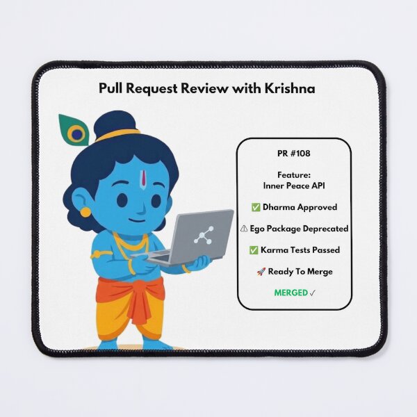 Item preview, Pull Request Review with Krishna | Developer Humor Sticker designed and sold by BhaktiByte.
