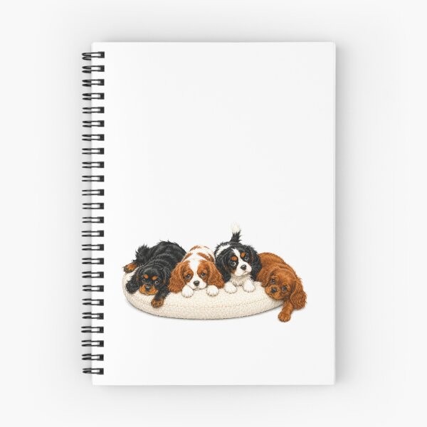 Item preview, Cavalier King Charles Spaniel Puppies Cuddling on Cushion Too Cute to Fit designed and sold by SakuraWaStyle.