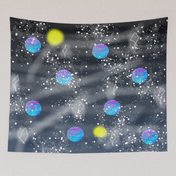 Item preview, Colourful blue and yellow circles on black designed and sold by Dniprianka.