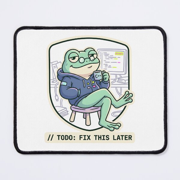 Item preview, Funny Coding Frog Programmer TODO: Fix This Later Sticker designed and sold by Urben Loop.