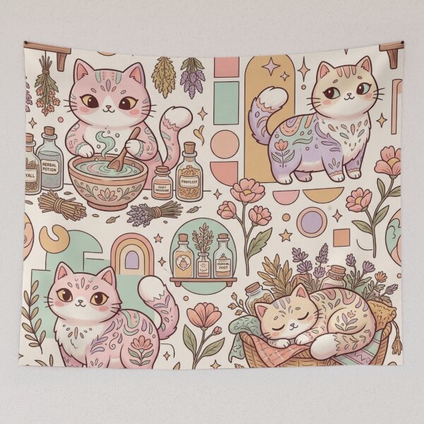 Item preview, Whimsical Cat and Herbal Potion Aesthetic designed and sold by Iampoji.