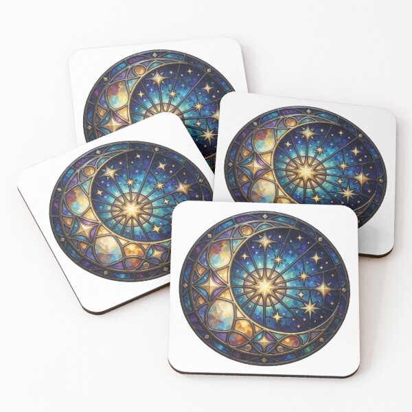 Item preview, Stained Glass Moon Sticker | Celestial Moon Art designed and sold by AillustriaAK.