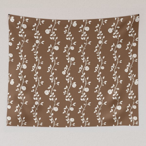 Item preview, English Garden Roses Mocha Brown Cottagecore Pattern designed and sold by Little Wimbly.
