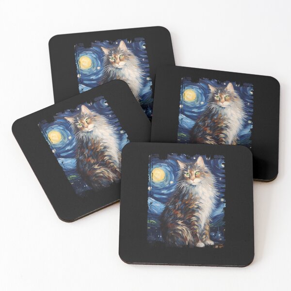 Item preview, Funny Norwegian Forest Cat Starry Night Illustration Mom Dad Kids designed and sold by rafaeltto.