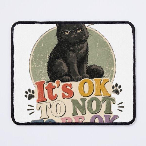 Item preview, It's OK to Not Be OK Colorful Cat Vintage Back Print Premium T-Shirt designed and sold by IconicDesignsXd.