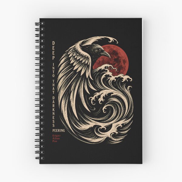 Item preview, The Raven Deep Into That Darkness Peering Red Moon Art designed and sold by Fenay Designs.