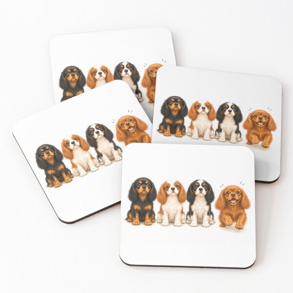 Item preview, Cavalier King Charles Spaniel Puppies Treat Time Cute Dog Family designed and sold by SakuraWaStyle.